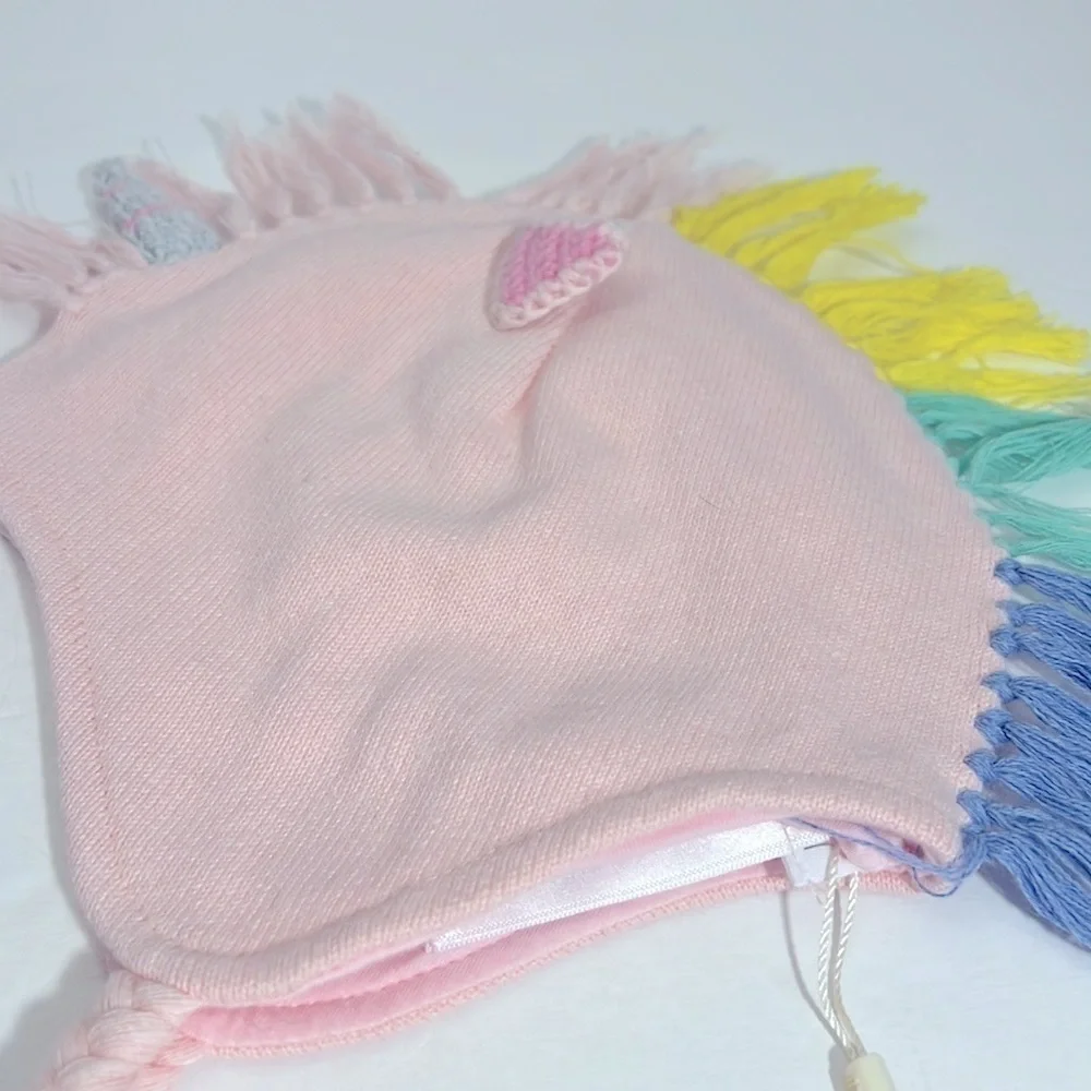 Angel Dear Pink Rainbow Unicorn Infant Baby Hat Bonnet New NWT size 2-3